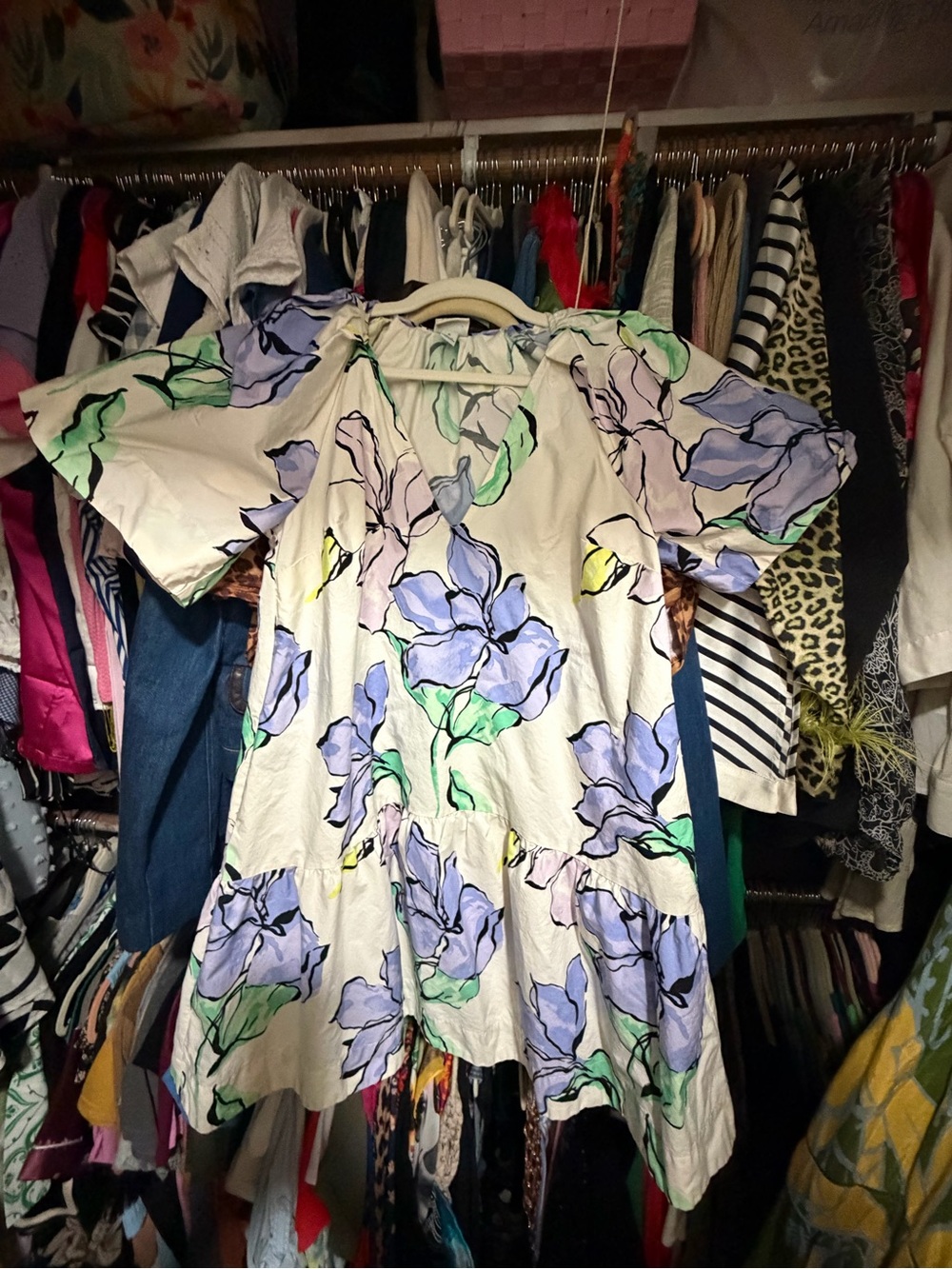 a new day Cream Mini Dress with Lavender Floral Print